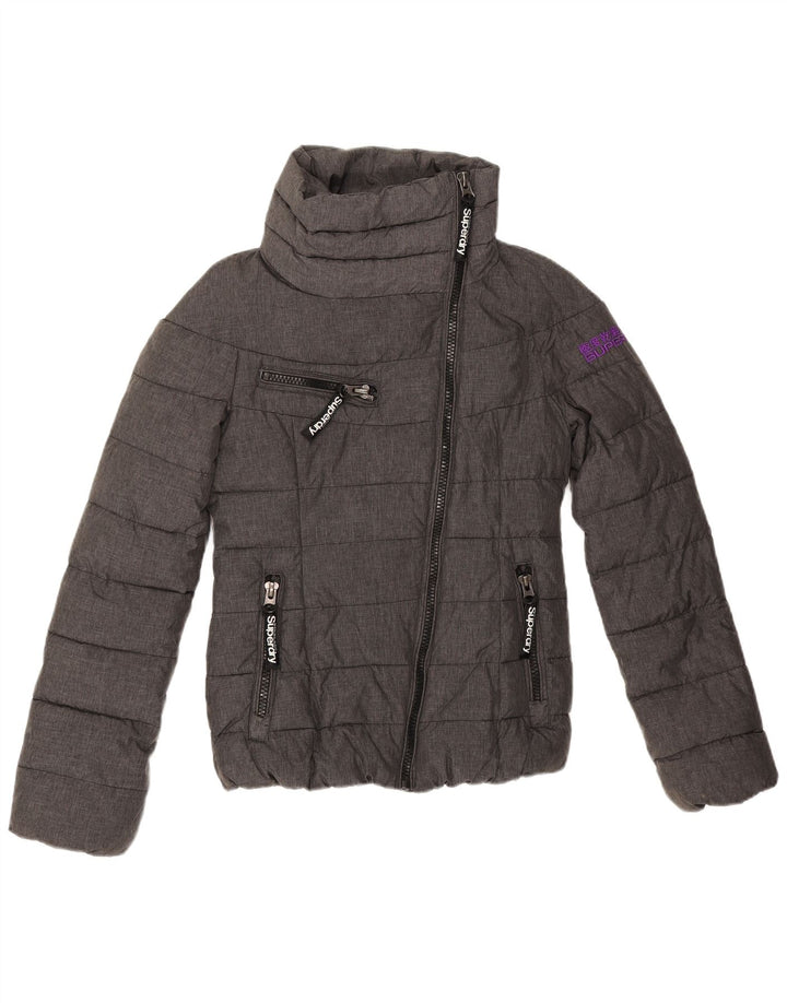 Superdry Womens Graphic Padded Jacket UK 6 XS Grey Polyester