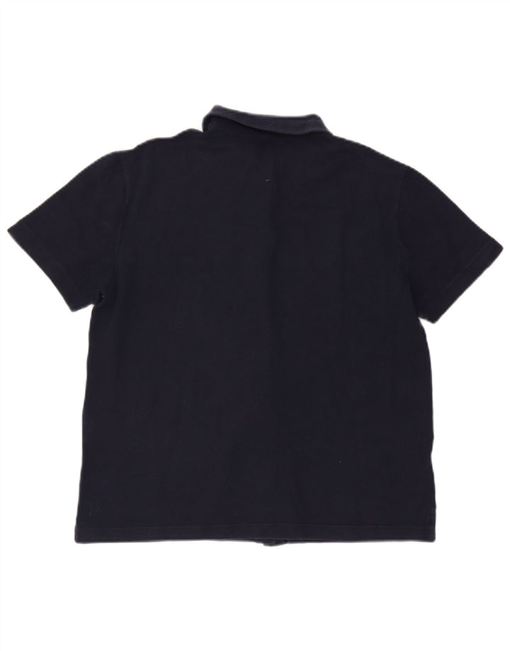 FRED PERRY Womens Short Sleeve Shirt UK 18 XL Navy Blue Cotton