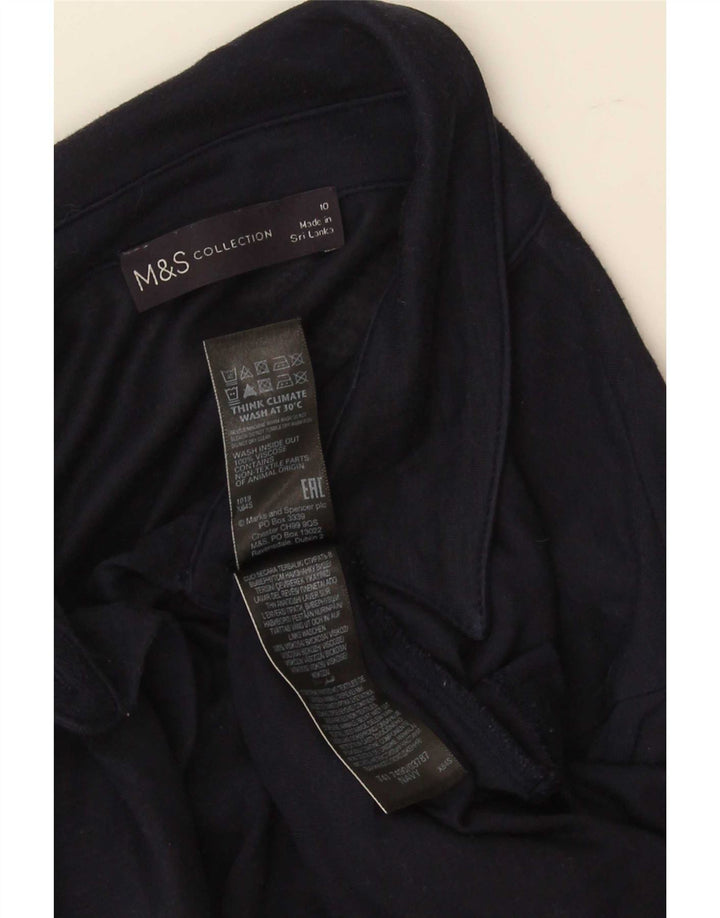 Marks & Spencer Womens Shirt UK 10 Small Navy Blue Viscose