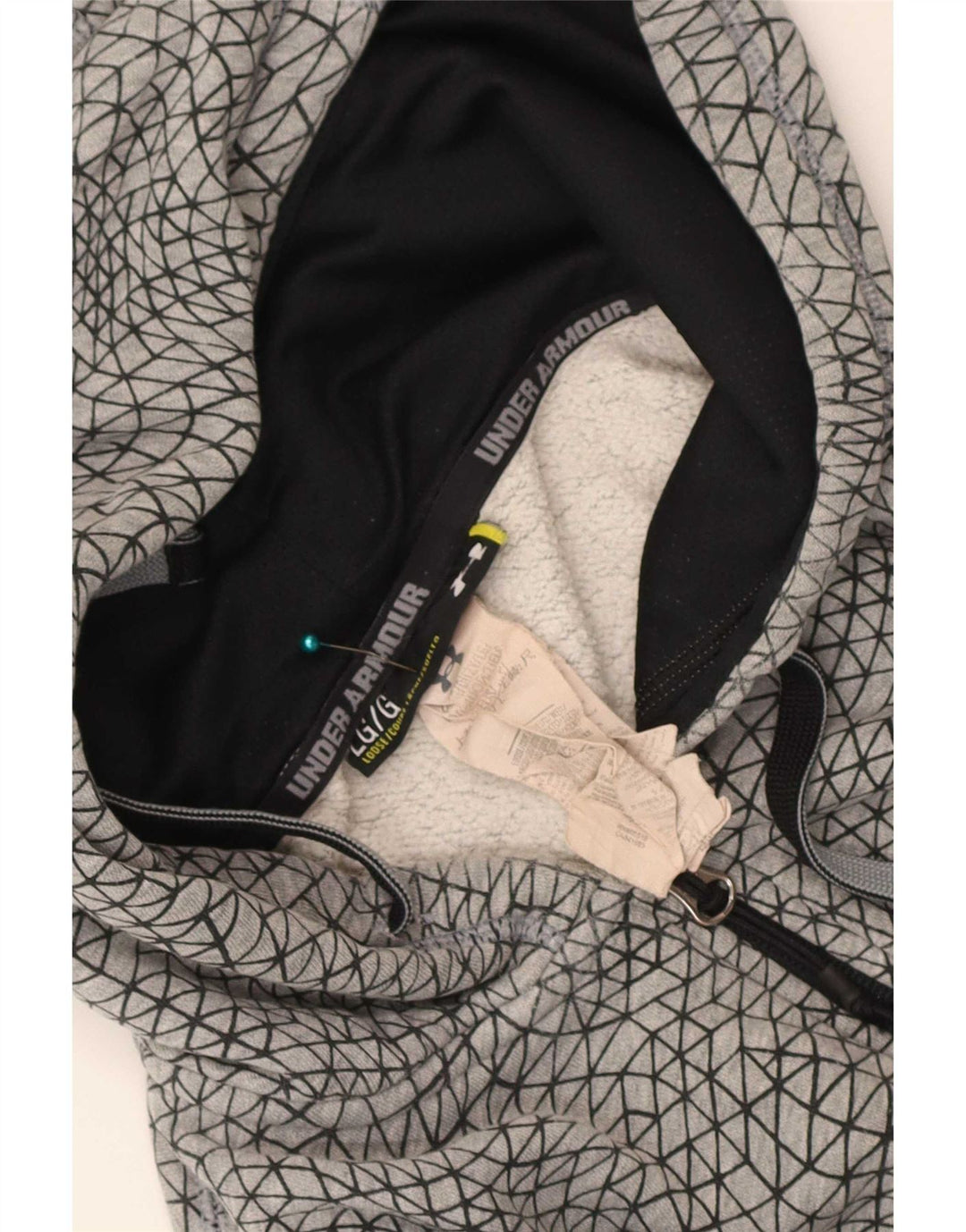 Under Armour Mens Zip Hoodie Sweater Large Grey Geometric