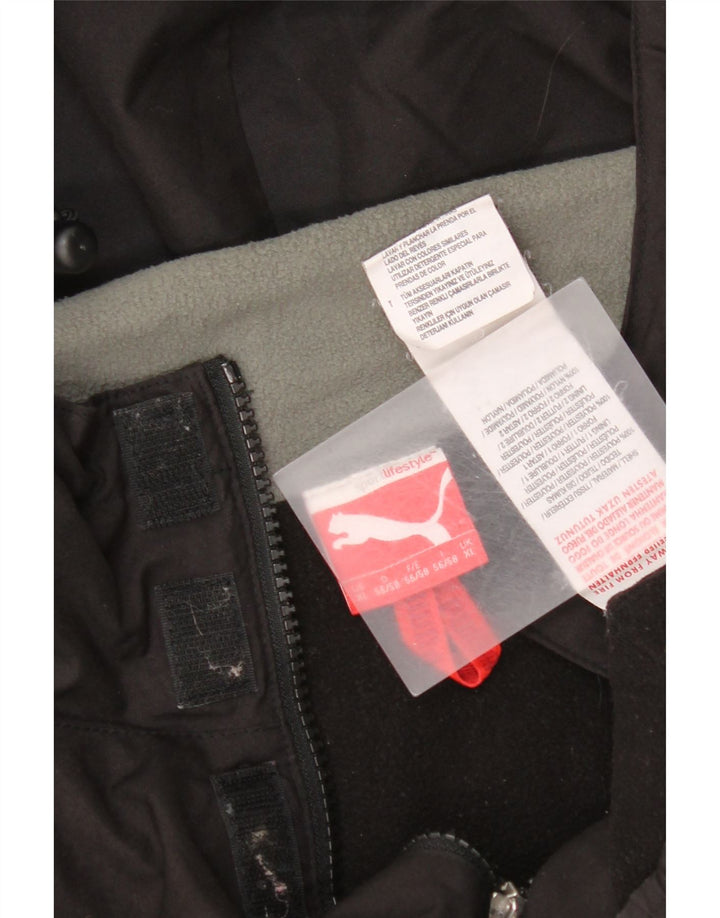 Puma Mens Hooded Pullover Windbreaker Jacket UK 42 XL Black Polyester