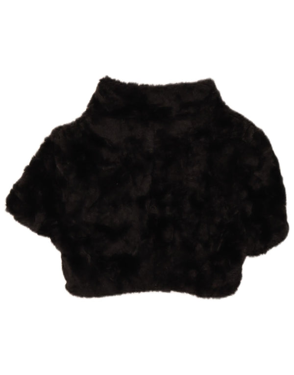 Coast Womens Short Sleeve Faux Fur Bolero Jacket UK 8 Small Black Acrylic