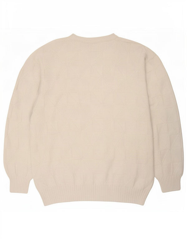 Vintage Mens Crew Neck Jumper Sweater XL White