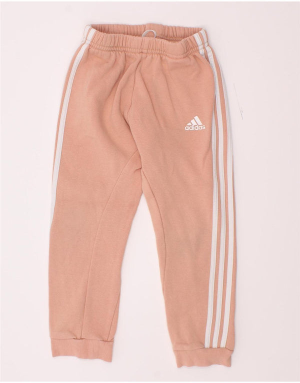 Adidas Girls Tracksuit Trousers Joggers 3-4 Years Pink Cotton
