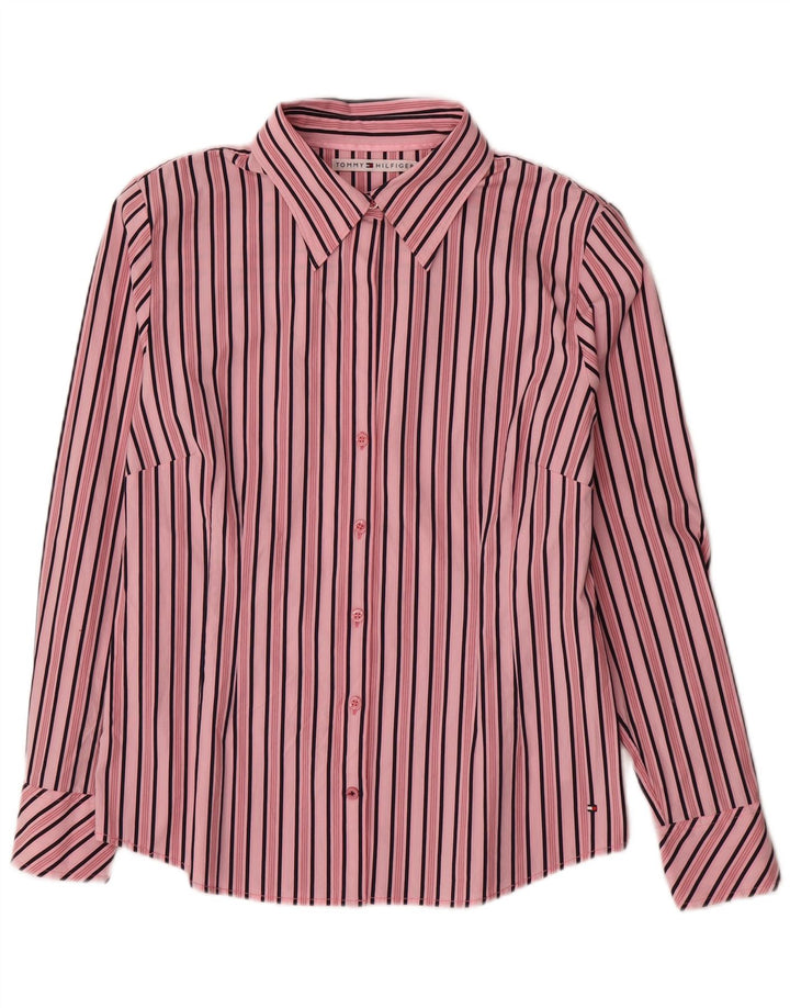 TOMMY HILFIGER Womens Shirt US 14 XL Pink Striped Cotton
