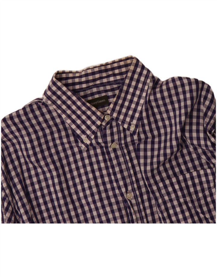 HENRY COTTONS Mens Shirt Size 44 XL Navy Blue Gingham