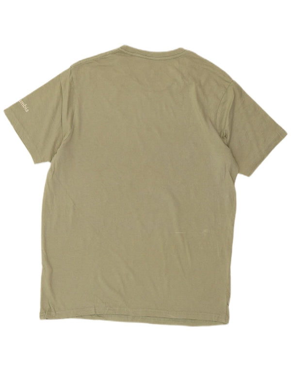 COLUMBIA Mens Graphic T-Shirt Top Medium Khaki Cotton