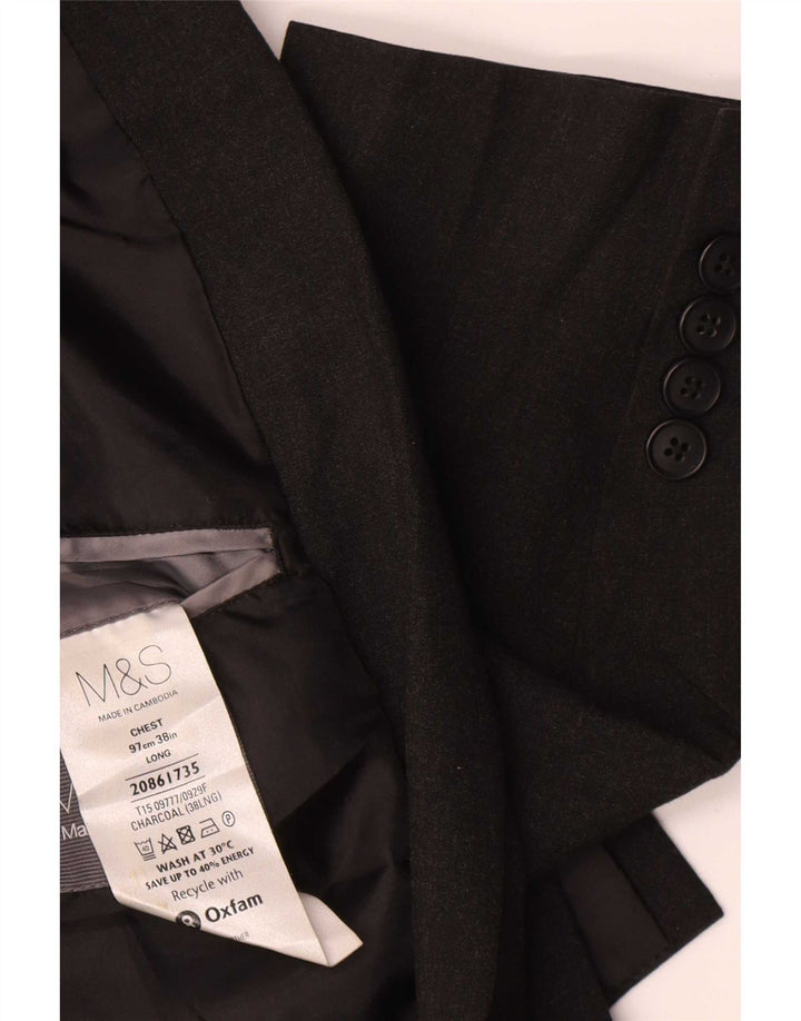 Marks & Spencer Mens Longline 2 Button Blazer Jacket UK 38 Medium Grey