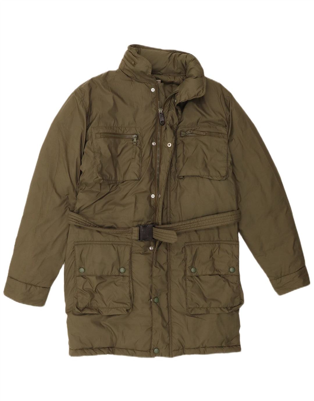 ALBERTO ASPESI Womens Hooded Padded Coat UK 14 Medium Khaki Polyester