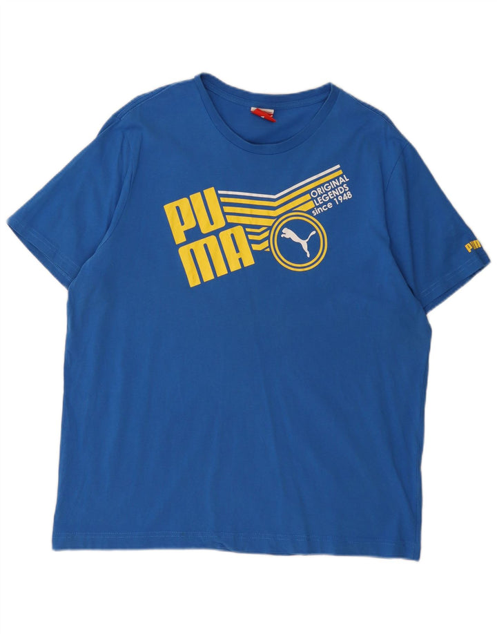 PUMA Mens Graphic T-Shirt Top XL Blue