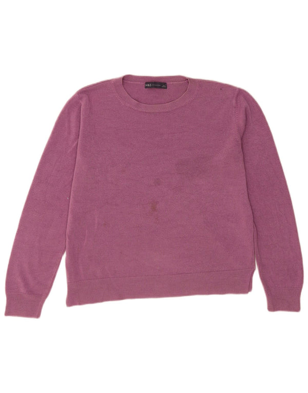 Marks & Spencer Womens Crew Neck Jumper Sweater UK 14 Large Purple Acrylic