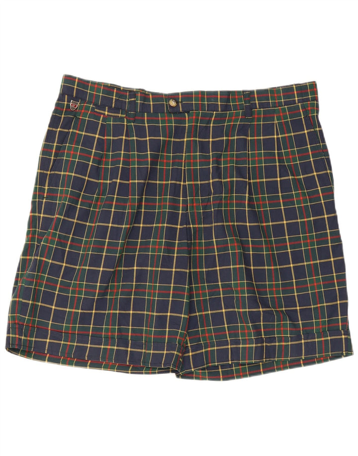 BELFE & BELFE Mens Chino Shorts IT 54 2XL W38 Navy Blue Check Polyester