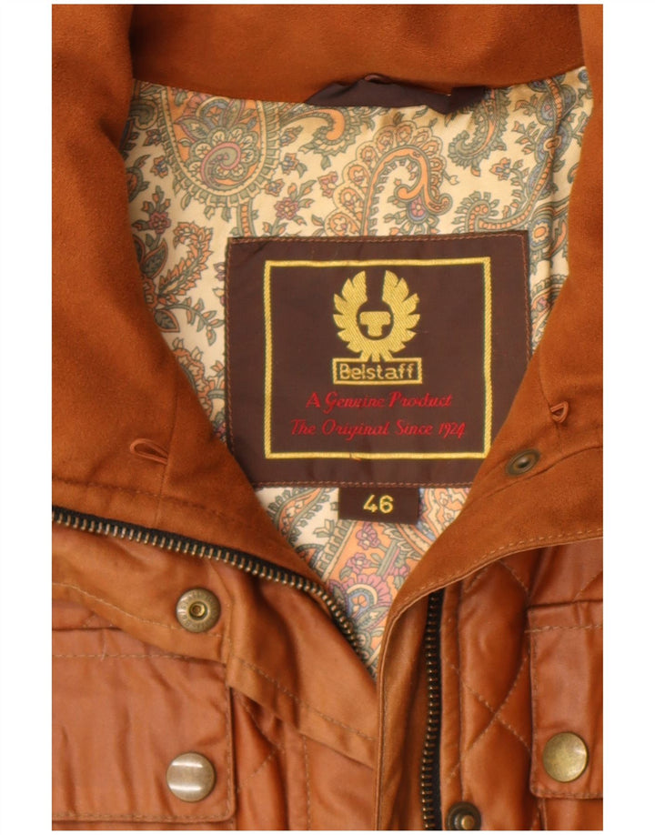 Belstaff Womens Quilted Waxed Cotton Jacket IT 46 Large Beige Cotton