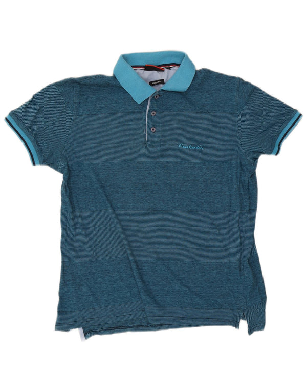 Pierre Cardin Mens Regular Fit Polo Shirt Small Blue Pinstripe Cotton