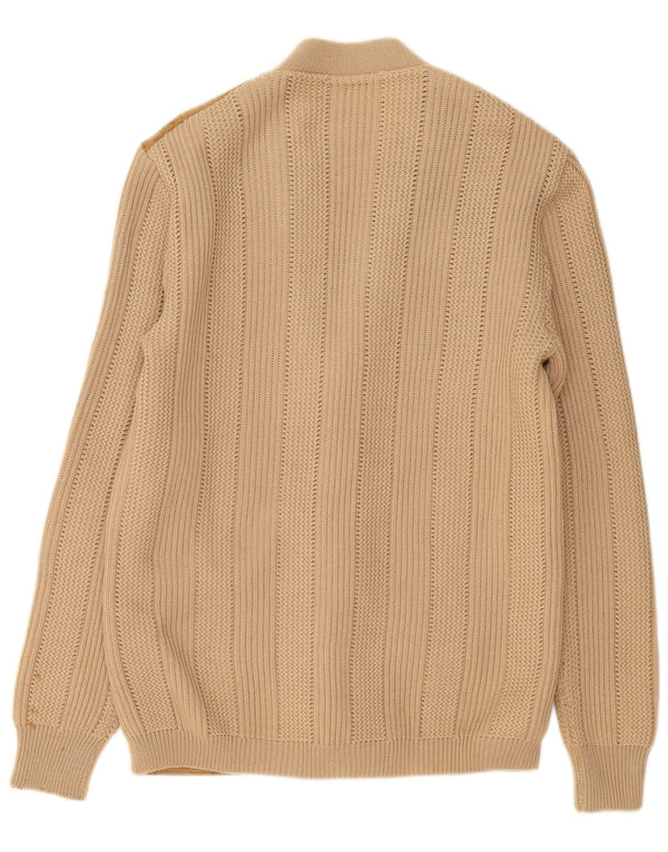 Vintage Mens Cardigan Sweater IT 50 Medium Beige Leather