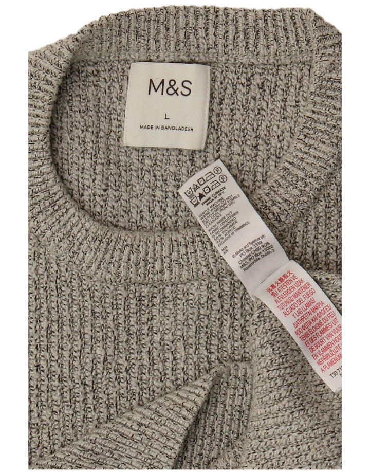 Marks & Spencer Mens Crew Neck Jumper Sweater Large Grey Polyamide