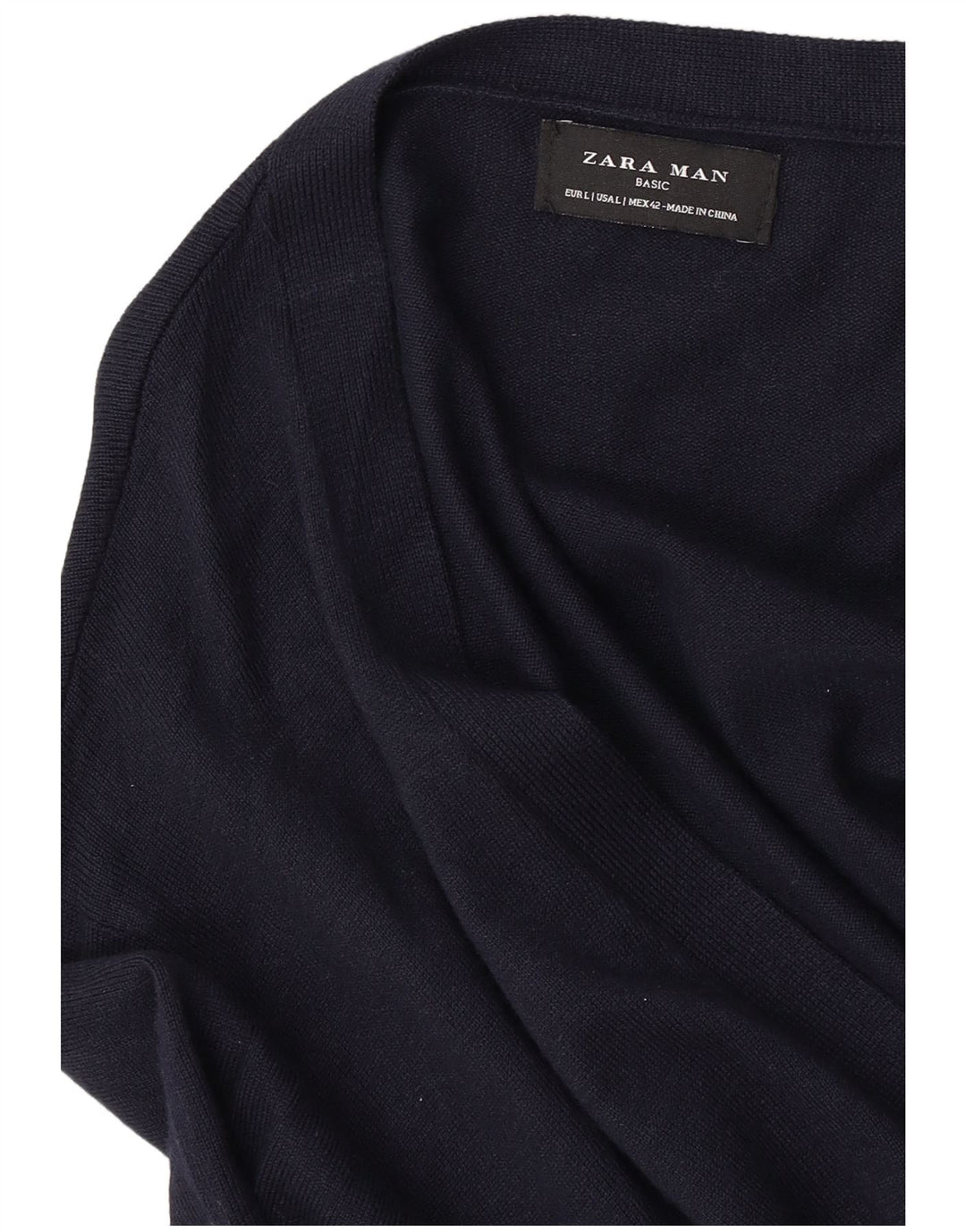 Zara Mens Cardigan Sweater Large Navy Blue