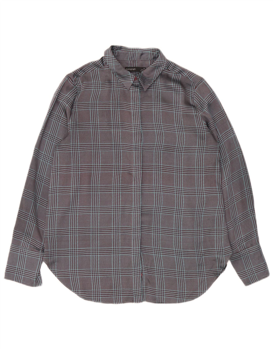 Marks & Spencer Womens Oversized Shirt UK 10 Small  Blue Check Polyester