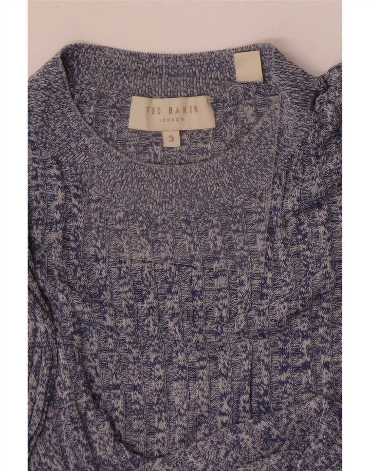 Ted Baker Womens Crew Neck Jumper Sweater Size 3 Medium Blue Flecked