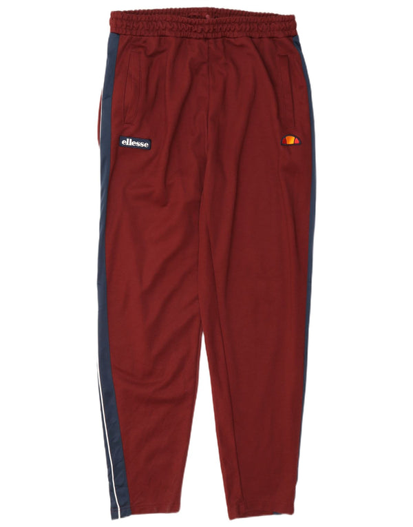Ellesse Mens Tracksuit Trousers Large Burgundy Colourblock Cotton