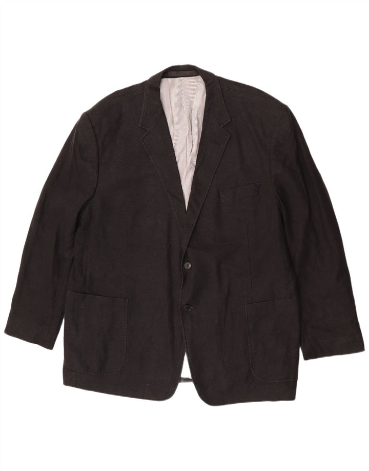 Marks & Spencer Mens 2 Button Blazer Jacket UK 48 2XL Black Linen