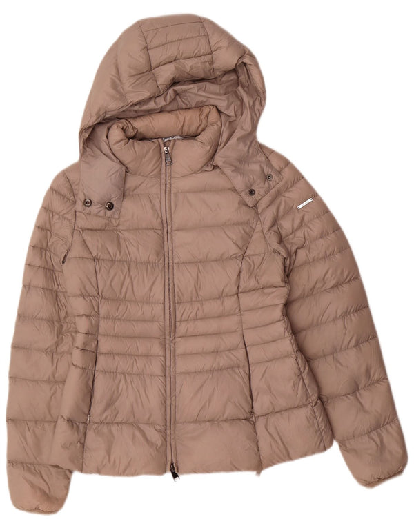 Liu Jo Womens Hooded Padded Jacket EU 42 Medium Beige Nylon