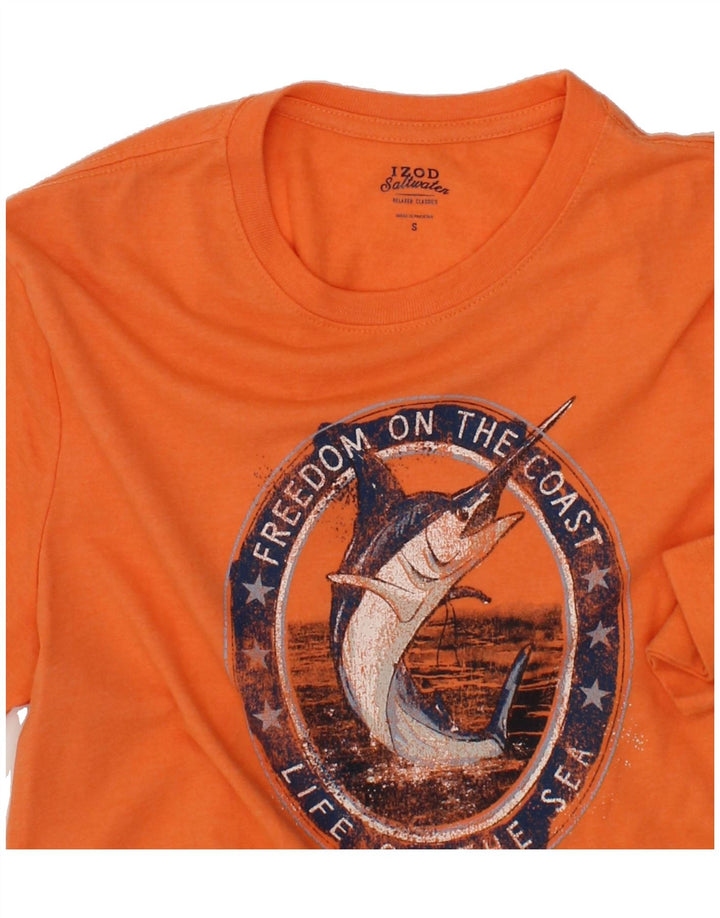 IZOD Mens Graphic T-Shirt Top Small Orange Vintage Izod and Second-Hand Izod from Messina Hembry 