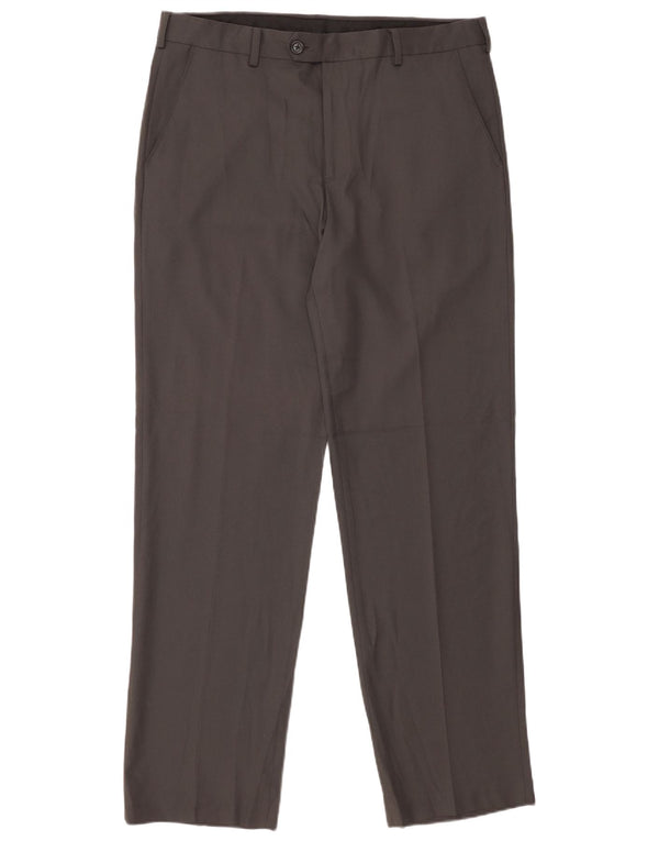 IZOD Mens Straight Suit Trousers W34 L32 Grey Polyester