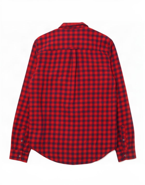 Superdry Womens Flannel Shirt UK 10 Small Red Gingham Viscose