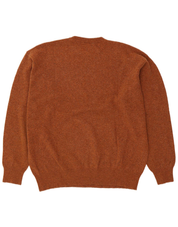 LACOSTE Mens Crew Neck Jumper Sweater Size 6 XL Brown Wool