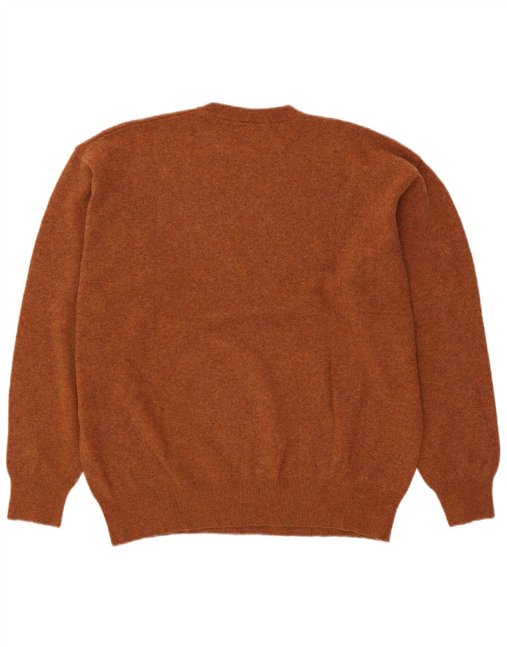 LACOSTE Mens Crew Neck Jumper Sweater Size 6 XL Brown Wool
