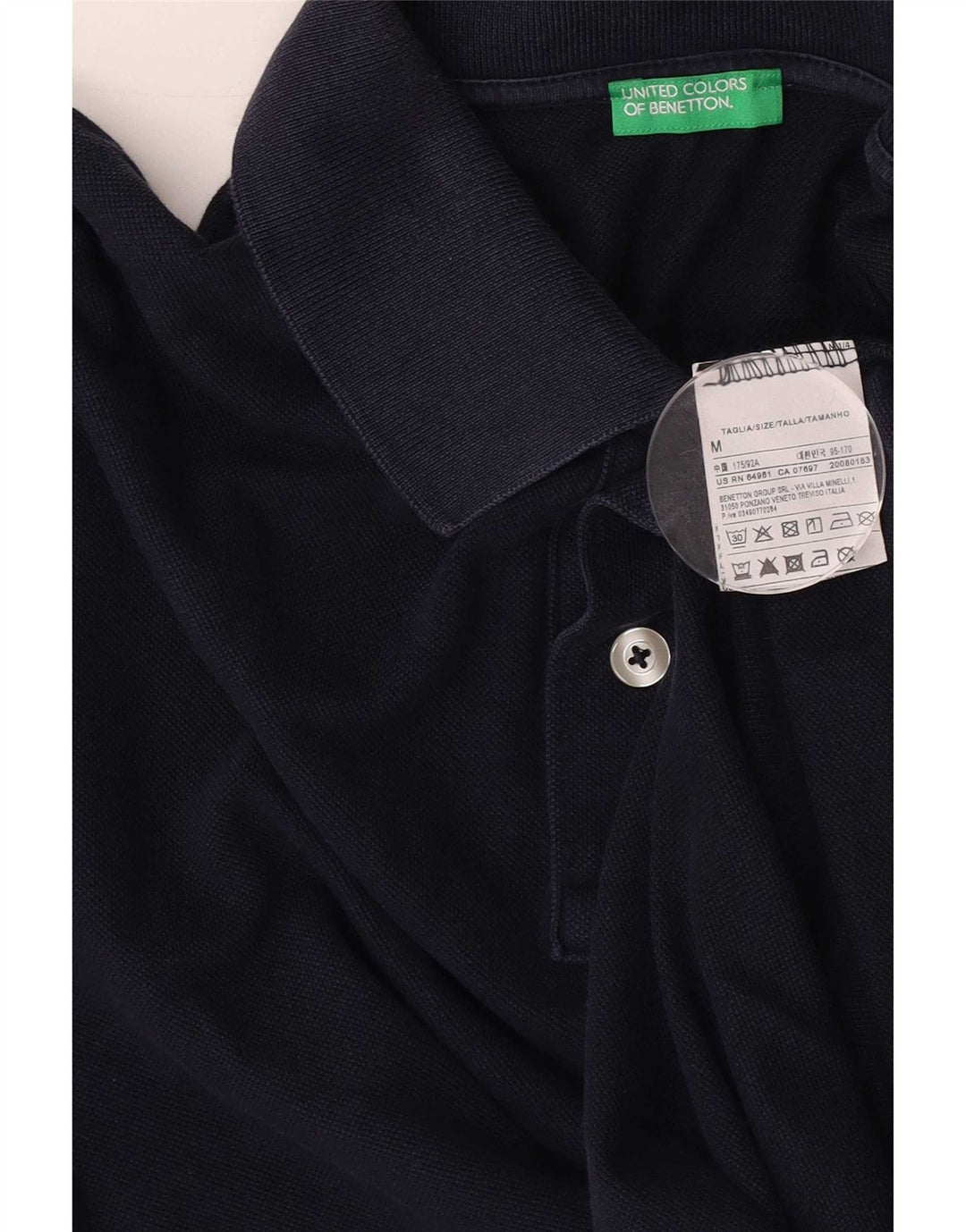 Benetton Mens Polo Shirt Medium Navy Blue Cotton