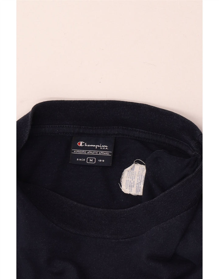 Champion Mens Graphic T-Shirt Top Medium Navy Blue Cotton