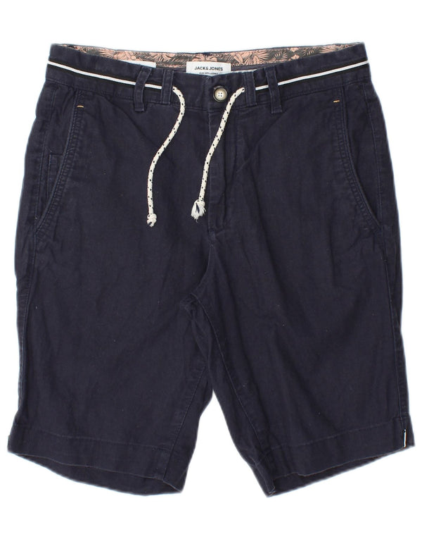 JACK & JONES Mens Regular Fit Chino Shorts XS W28  Navy Blue Linen