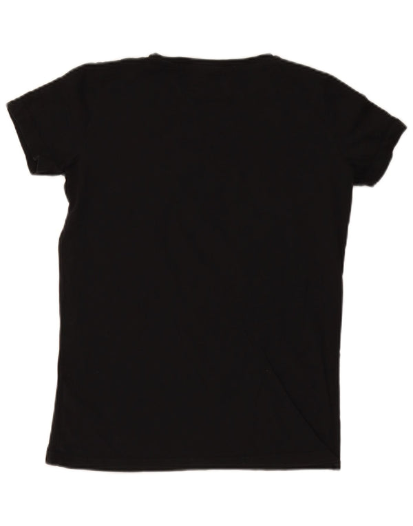 TRUSSARDI JEANS Womens Oversized Graphic T-Shirt Top UK 2 2XS Black