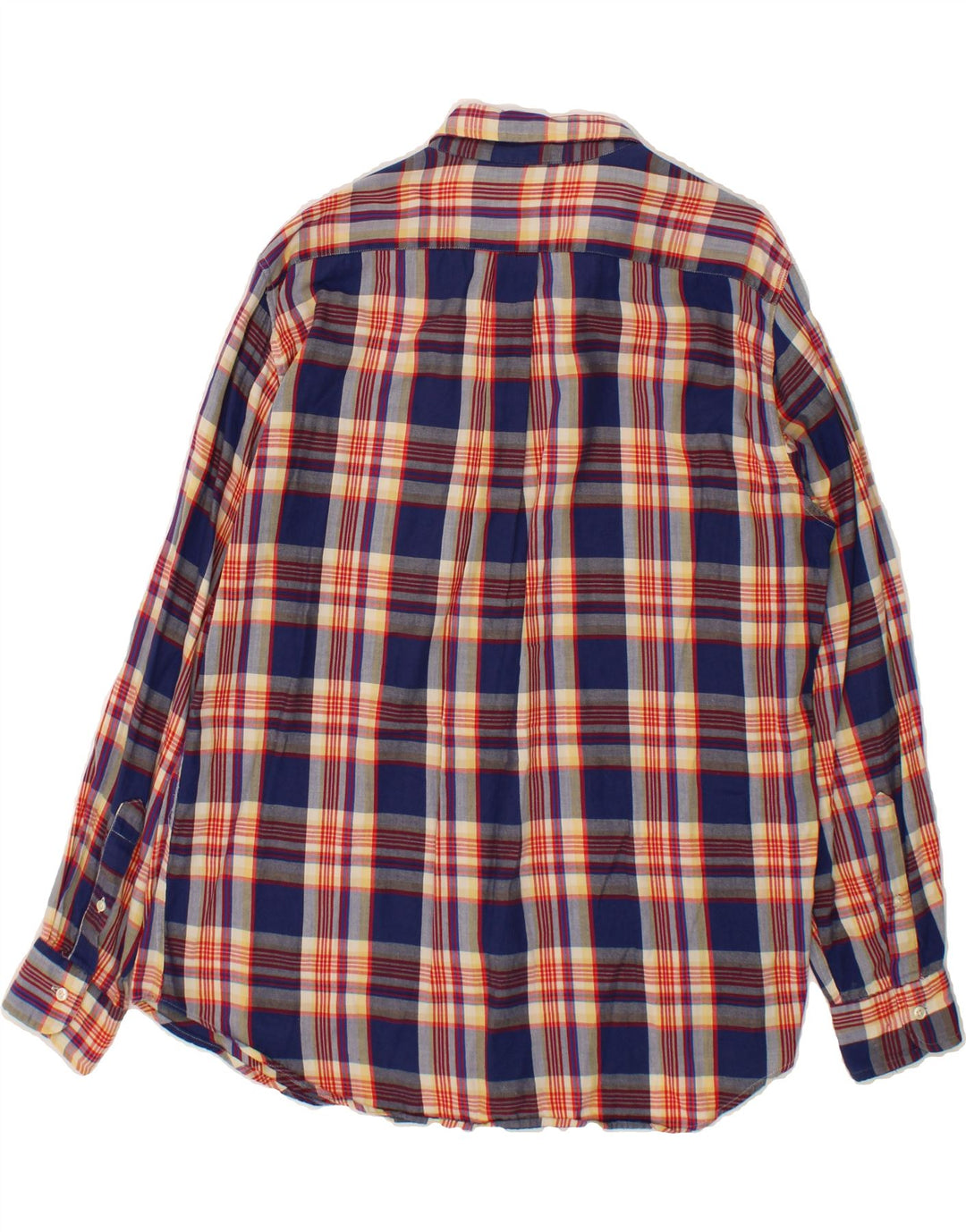 BENETTON Mens Flannel Shirt Medium Navy Blue Check Cotton Vintage Benetton and Second-Hand Benetton from Messina Hembry 