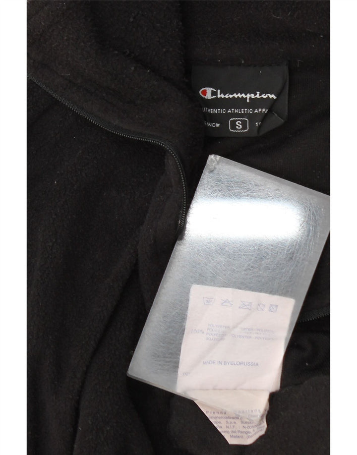 Champion Mens Zip Neck Fleece Jumper Small Black Polyester
