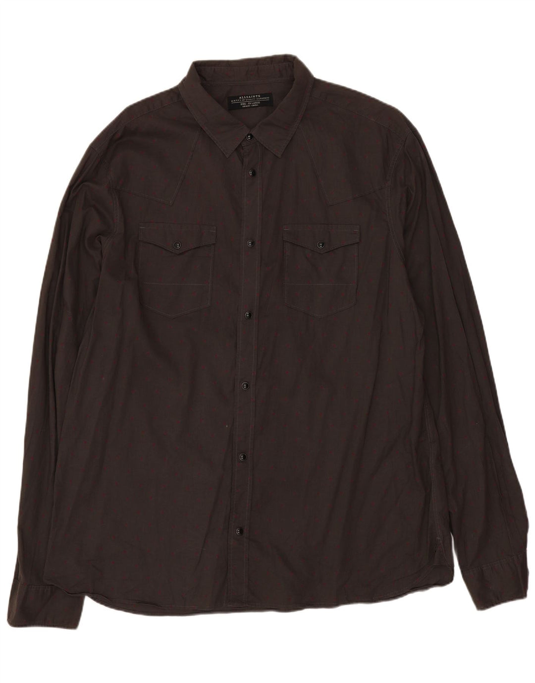 All Saints Mens Shirt 2XL Grey Spotted Cotton