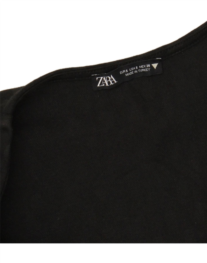 ZARA Womens A-Line Dress UK 10 Small Black Spotted Polyester