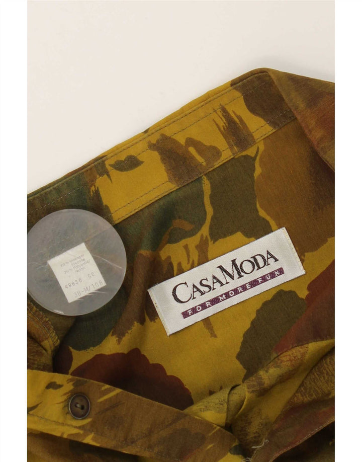 Casa Moda Mens Shirt Size 38 Medium Green Floral Viscose
