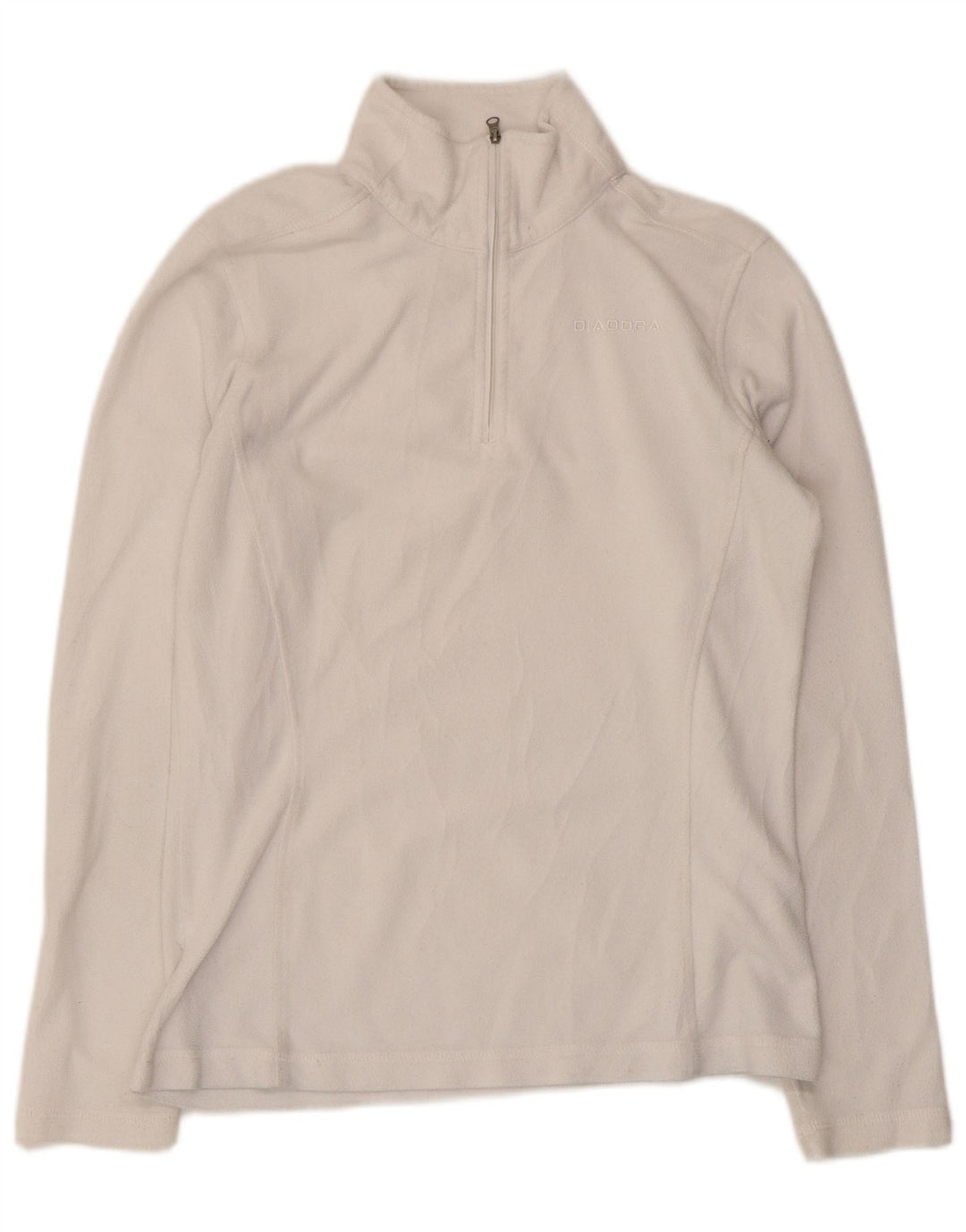 Diadora Womens Zip Neck Fleece Jumper UK 12 Medium White Polyester