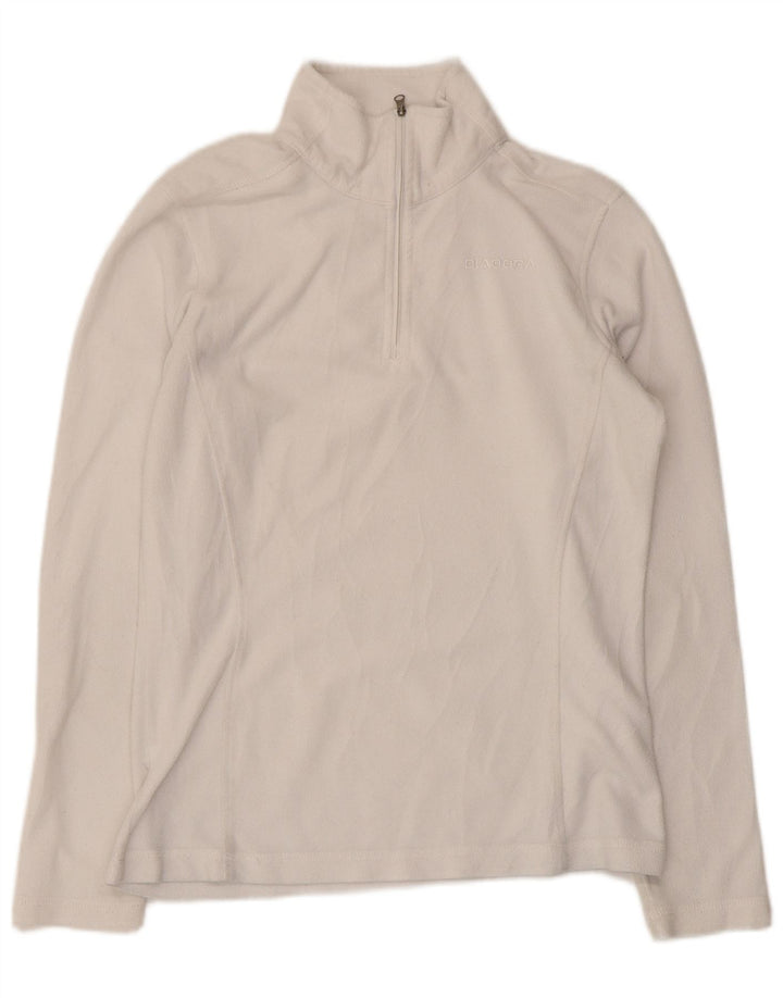 Diadora Womens Zip Neck Fleece Jumper UK 12 Medium White Polyester