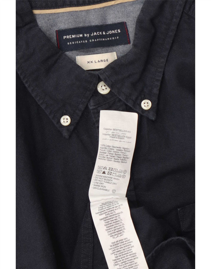 Jack & Jones Mens Shirt 2XL Navy Blue Cotton