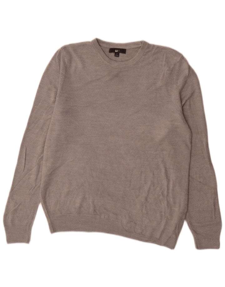 Marks & Spencer Mens Crew Neck Jumper Sweater Medium Grey Acrylic