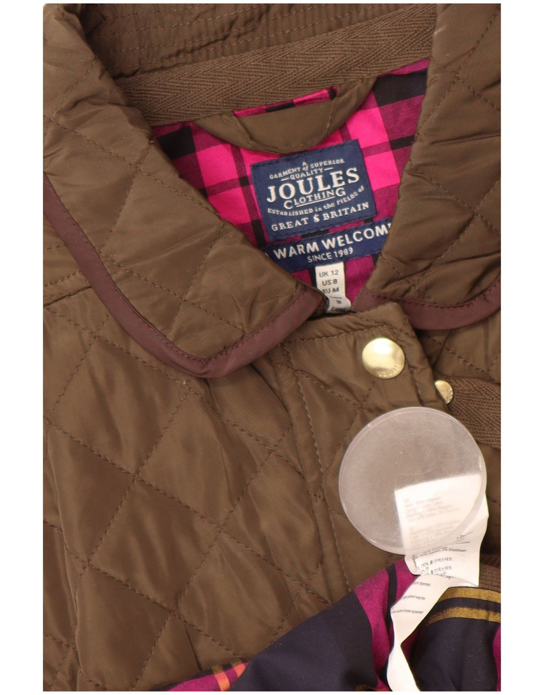 JOULES Womens Quilted Gilet UK 12 Medium  Brown Polyester