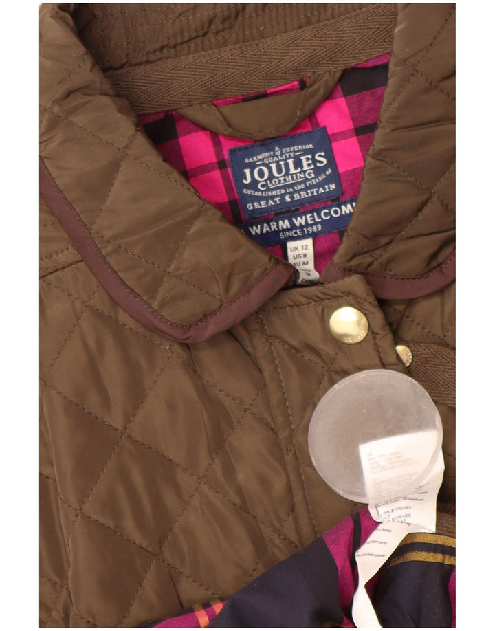 JOULES Womens Quilted Gilet UK 12 Medium  Brown Polyester