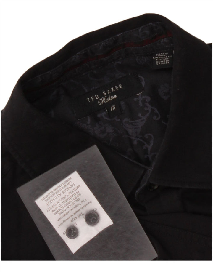 TED BAKER Mens Shirt Size 15 Medium Black Cotton