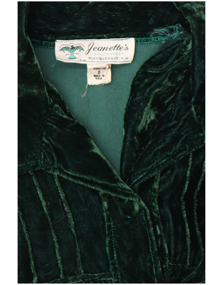 VINTAGE Womens Velvet Pullover Shirt US 8 Medium Green