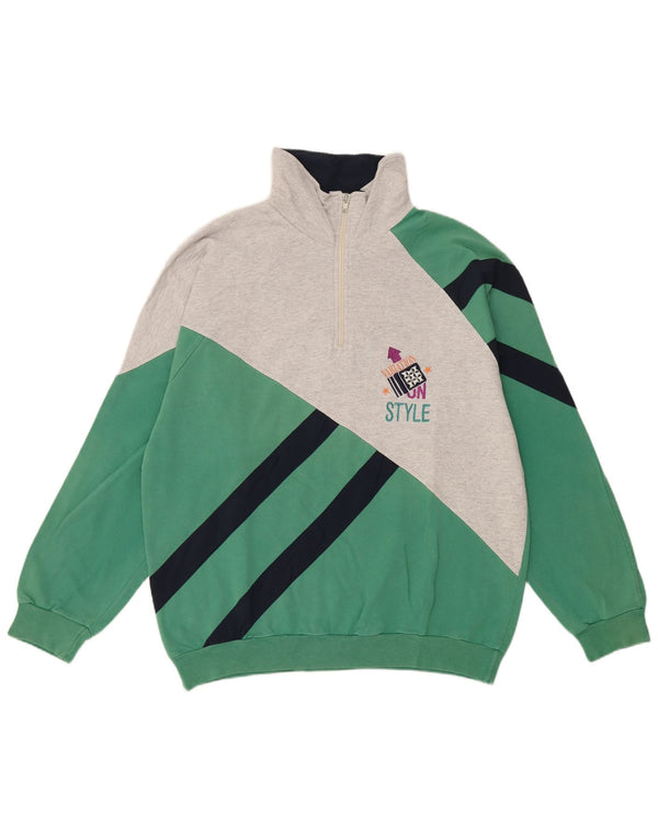 Campagnolo Mens Zip Neck Sweatshirt Jumper Medium Green Colourblock