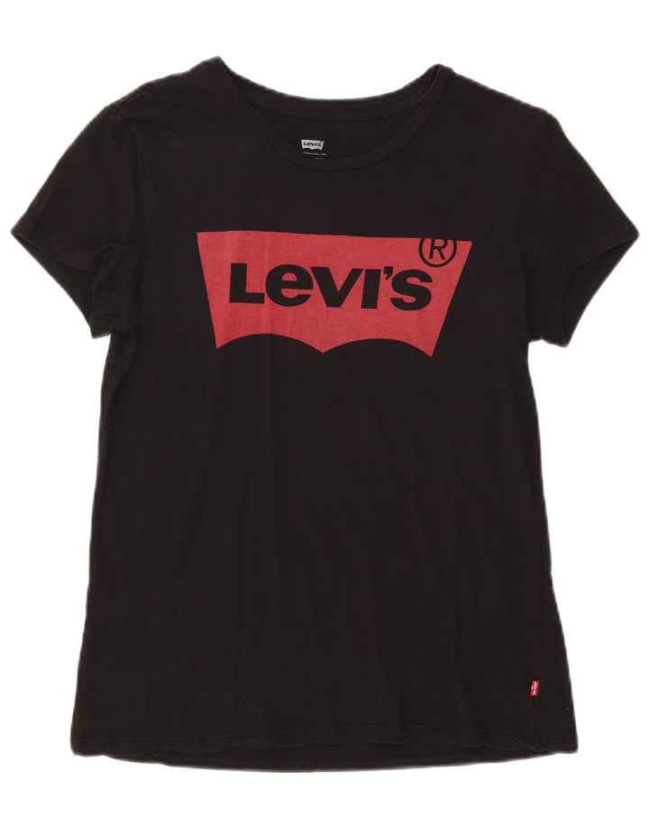 Levi's Womens Graphic T-Shirt Top UK 14 Medium Black